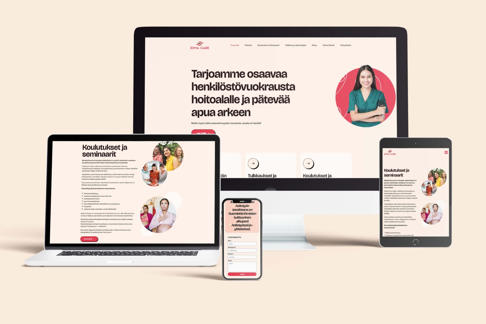IdmaCare Hoitoalan nettisivut