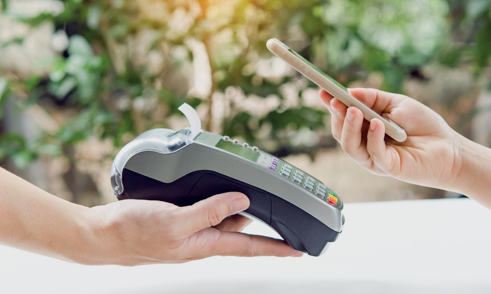 Contactless payment by smartphone. Payment with NFC technology